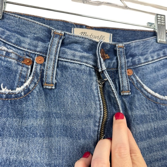 MADEWELL The Classic Straight Jean Medium Wash Distressed Size 24 Busted Knee - Picture 5 of 16